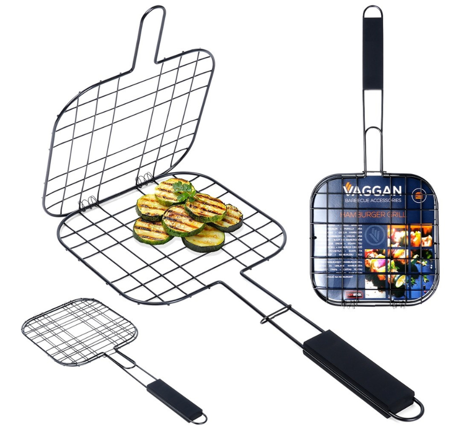 Grotelės mėsai, burgeriams kepti. Nelimpančios ir metalinės - 49x21cm.