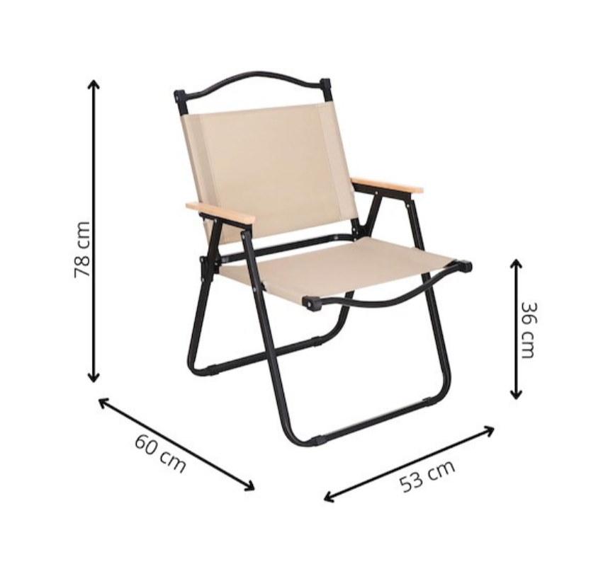 Sulankstomos smėlio spalvos kempingo kėdės, 2vnt. komplektas, aukštis 78cm.