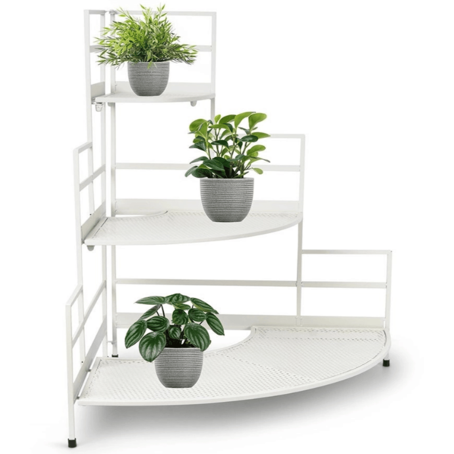 Smėlio spalvos, metalinis ir kampinis gėlių stovas. 84cm. - LUCA
