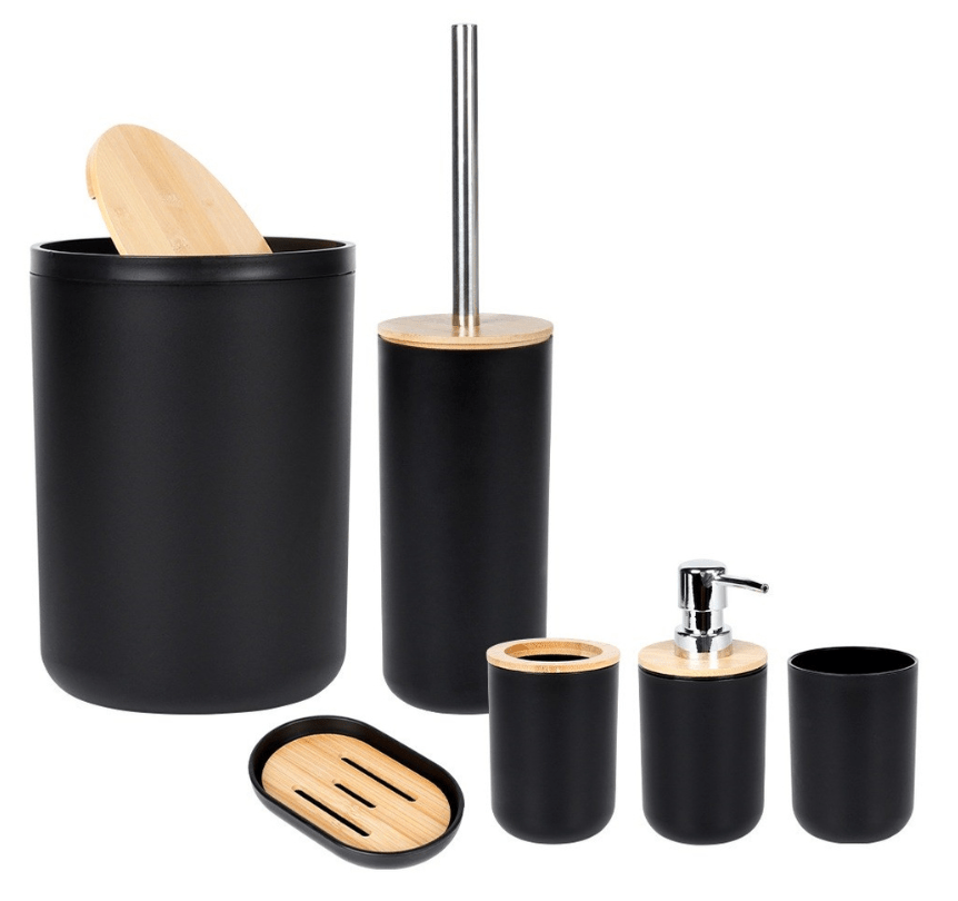 Juodas vonios komplektas 6vnt. - LUCA