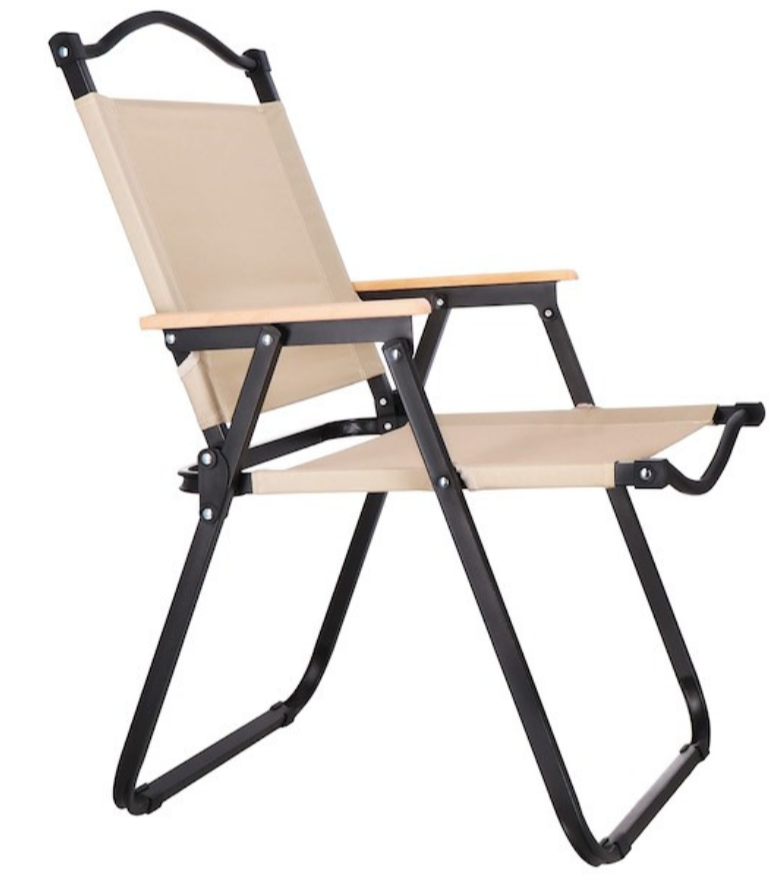 Sulankstomos smėlio spalvos kempingo kėdės, 2vnt. komplektas, aukštis 78cm.