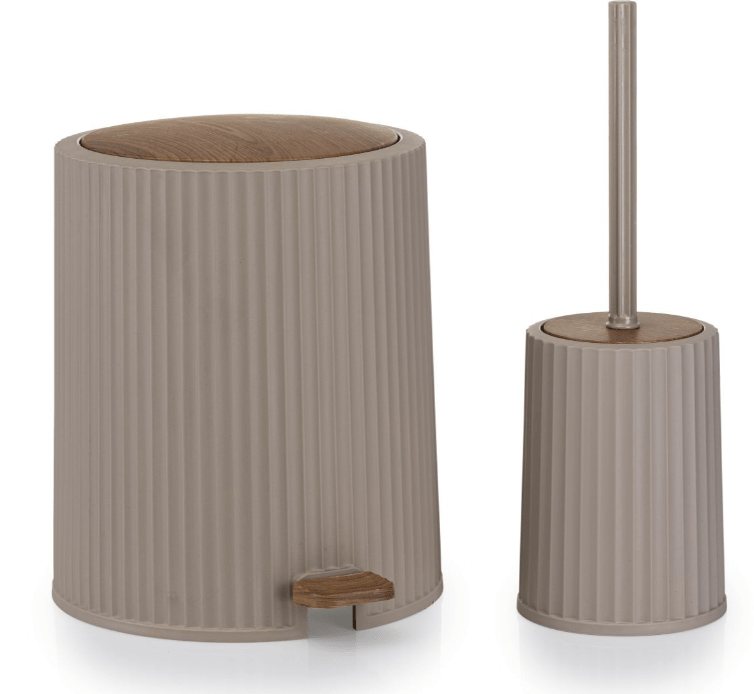 Vonios komplektas 5vnt. smėlio spalvos, medžio spalvos apdaila - LUCA