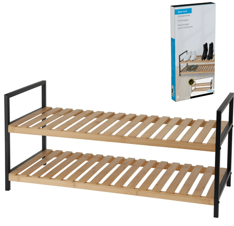 Bambukinė batų lentyna, 2 lygių, 70x30x32cm - LUCA