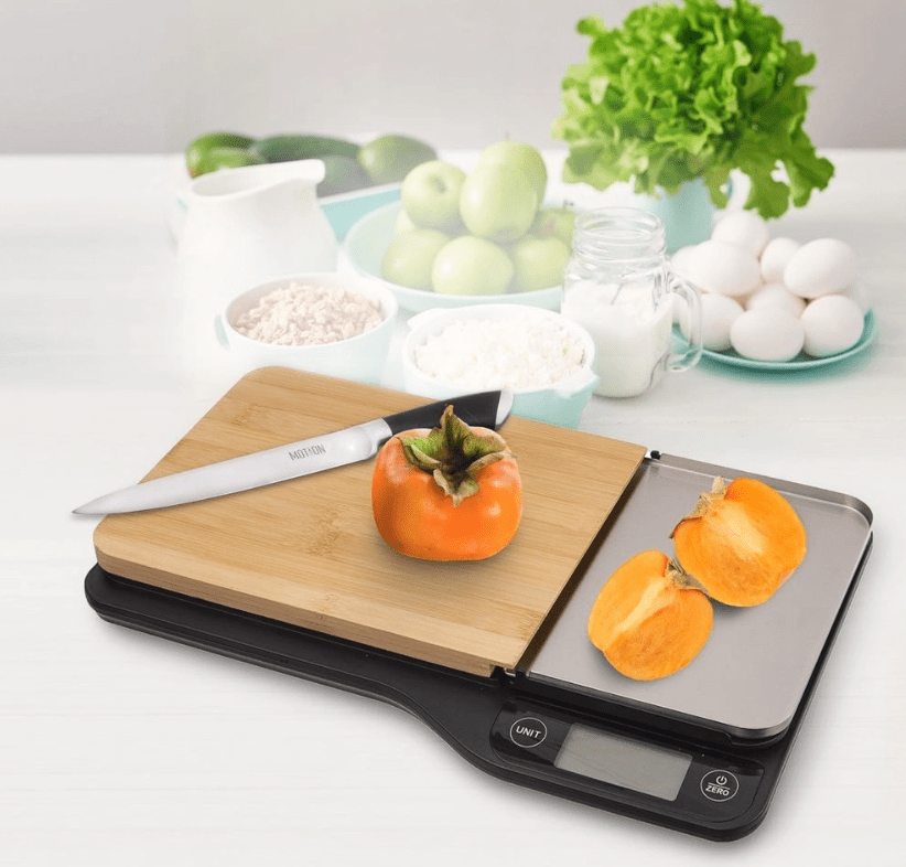 Elektroninės plokščios virtuvinės svarstyklės su bambuko lenta, 5 kg - LUCA
