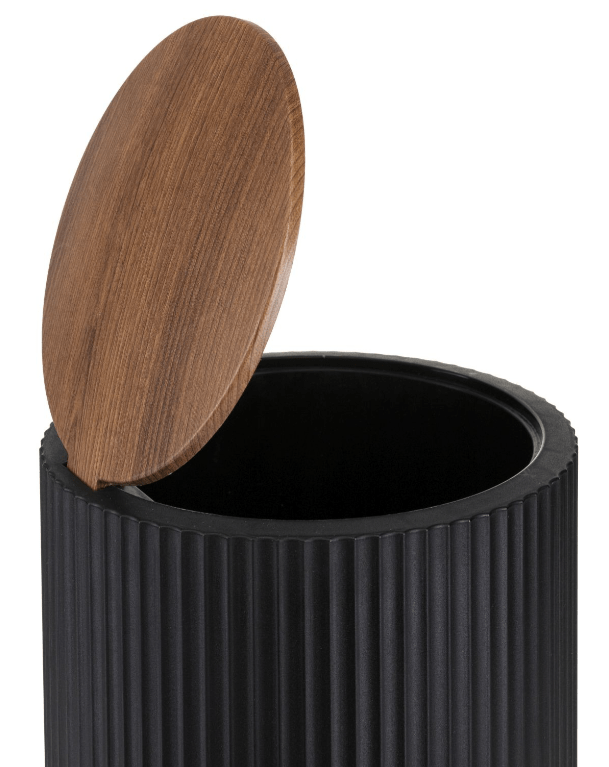 Vonios komplektas 5vnt. juodas, medžio spalvos apdaila - LUCA