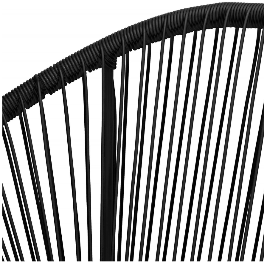Rotango terasos baldai, grūdinto stiklo stalas, 2 ažūriniai foteliai, juoda sofa.