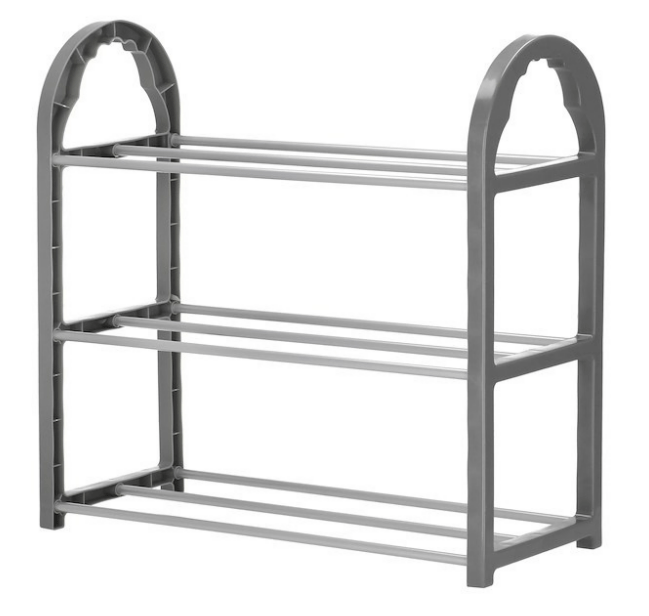 Batų lentyna su metalinėmis 3 lentynomis, tamsiai pilka - LUCA