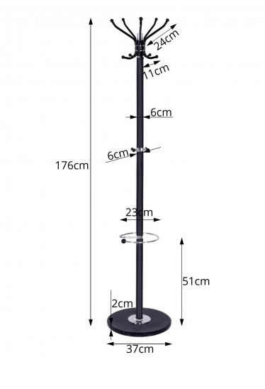 Drabužių kabykla 176cm. juodo marmuro grindų stovas - LUCA