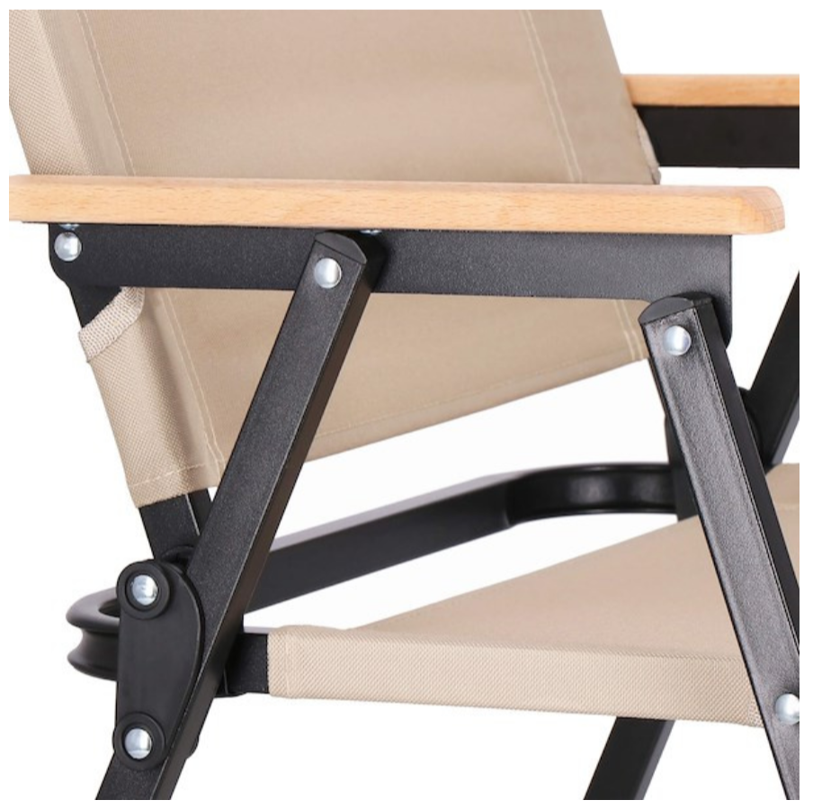 Sulankstomos smėlio spalvos kempingo kėdės, 2vnt. komplektas, aukštis 78cm.