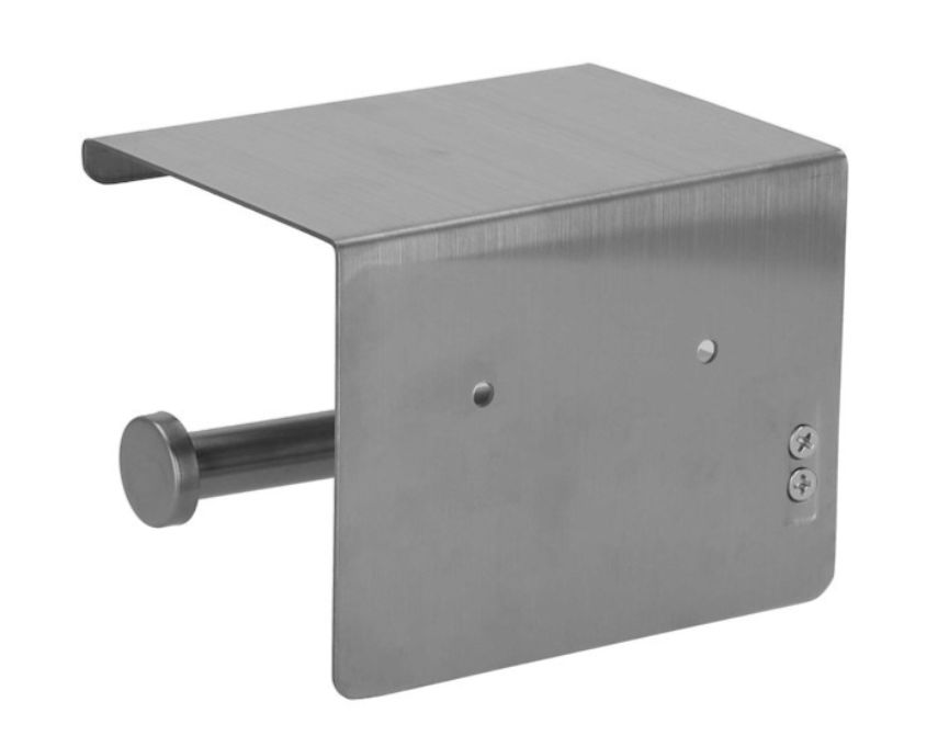 Tualetinio popieriaus laikiklis su telefono lentynėle montuotas prie sienos