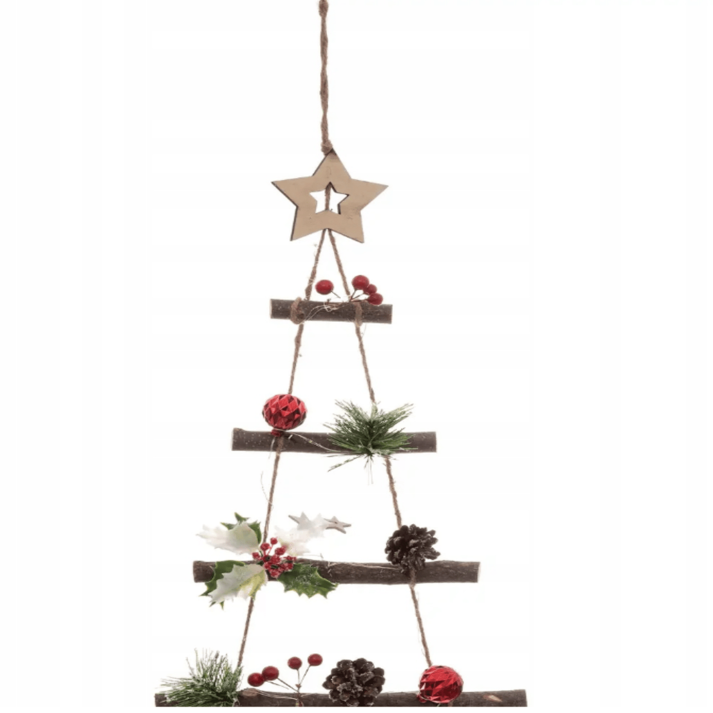 Kalėdinė sieninė eglutė 61x120 cm su LED šviesomis – vietos taupanti dekoracija