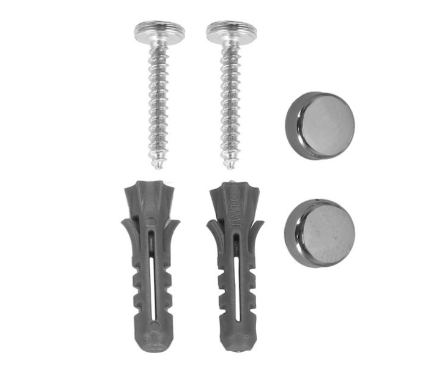 Varžtai, detalės reikalingi pritvirtinti tualetinio popieriaus laikiklį