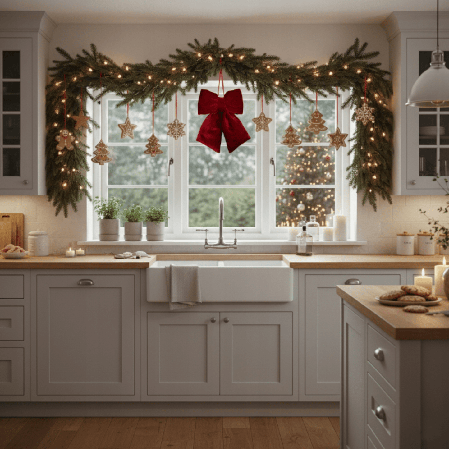 Kalėdinė dekoracija durims, langui ar sienai – burgundiška aksominė juosta, subtilus ir universalus šventinis akcentas.