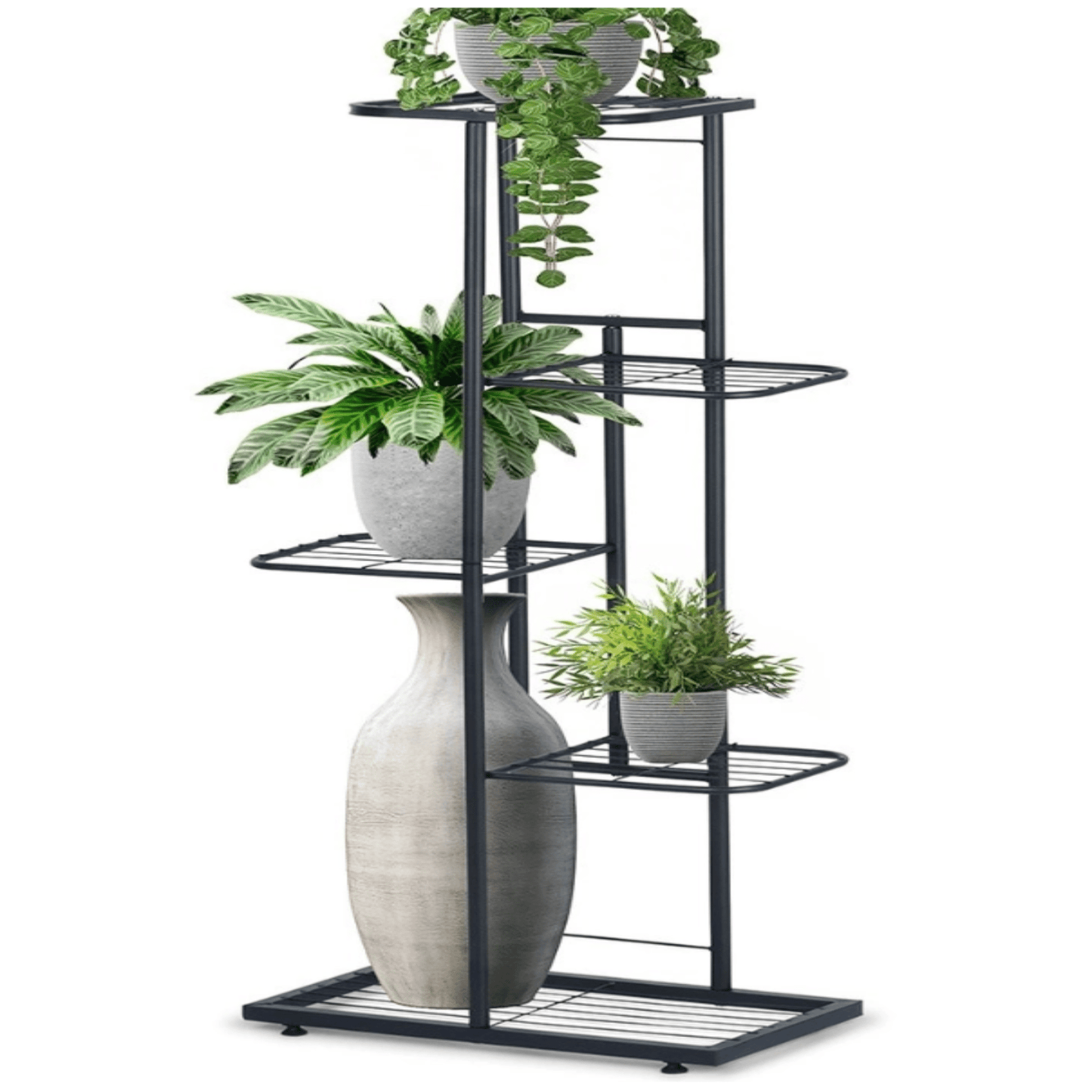 5 aukštų juodo metalo gėlių stovas, 96 cm - LUCA