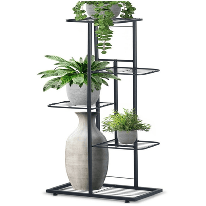 5 aukštų juodo metalo gėlių stovas, 96 cm - LUCA