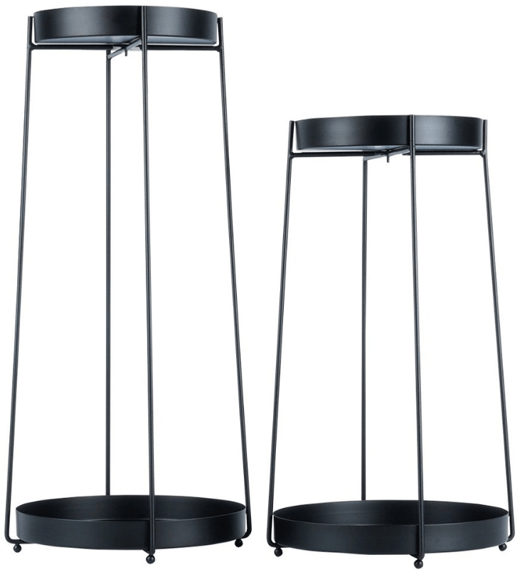 2 pakopų metalinis gėlių stovas, juodas,  46 / 58 cm, 2 vnt. - LUCA
