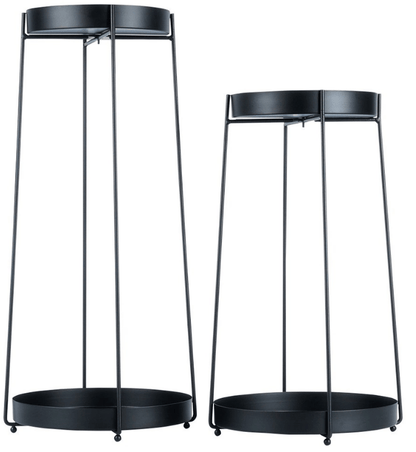 2 pakopų metalinis gėlių stovas, juodas,  46 / 58 cm, 2 vnt. - LUCA