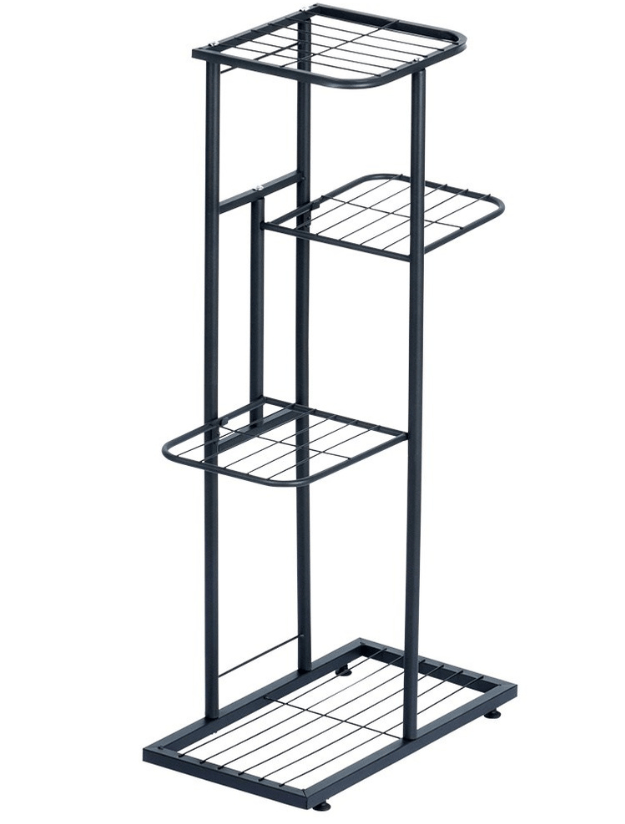 4 pakopų, juodo metalo gėlių stovas, 80 cm - LUCA
