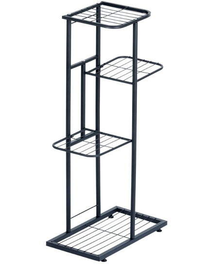 4 pakopų, juodo metalo gėlių stovas, 80 cm - LUCA