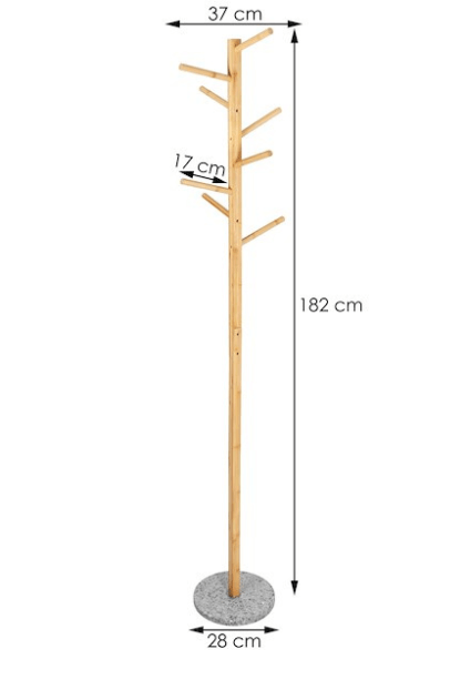 Drabužių kabykla, 182 cm bambuko stovas su granito pagrindu - LUCA