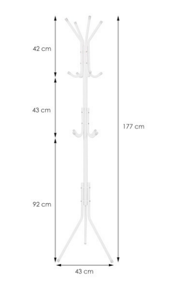 Drabužių kabykla 177cm. balta su baltu stovu - LUCA