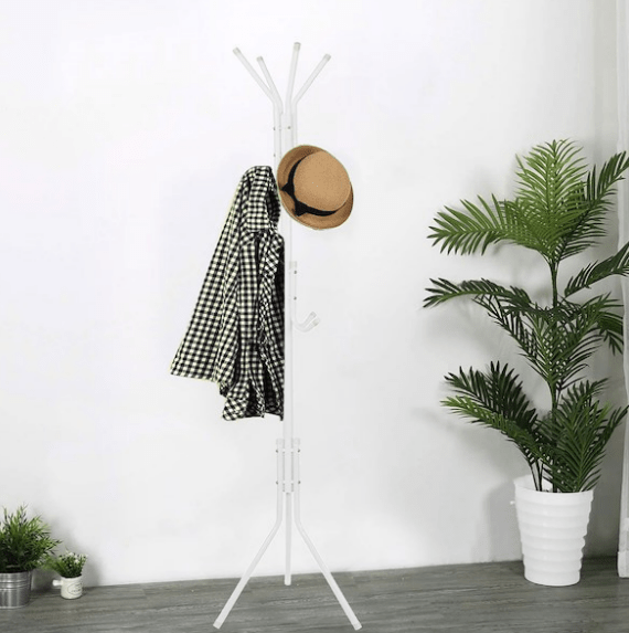 Drabužių kabykla 177cm. balta su baltu stovu - LUCA