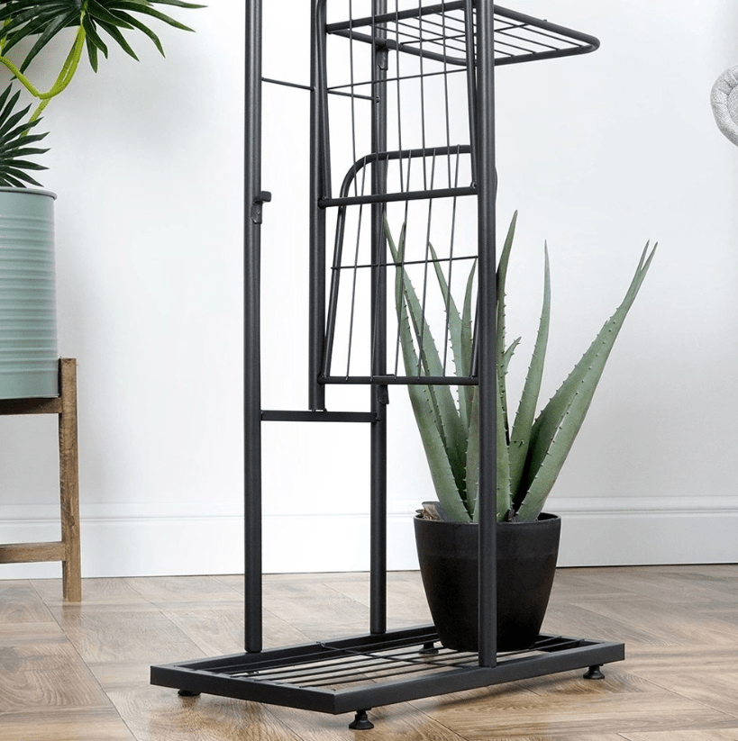 5 aukštų juodo metalo gėlių stovas, 96 cm - LUCA