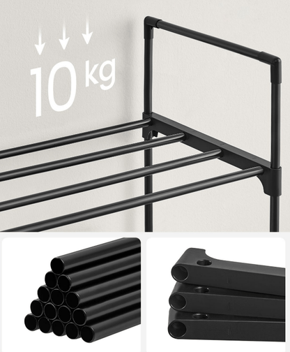 Juodos spalvos metalinė batų lentyna, 3 pakopų, 55x92x30,5cm - LUCA