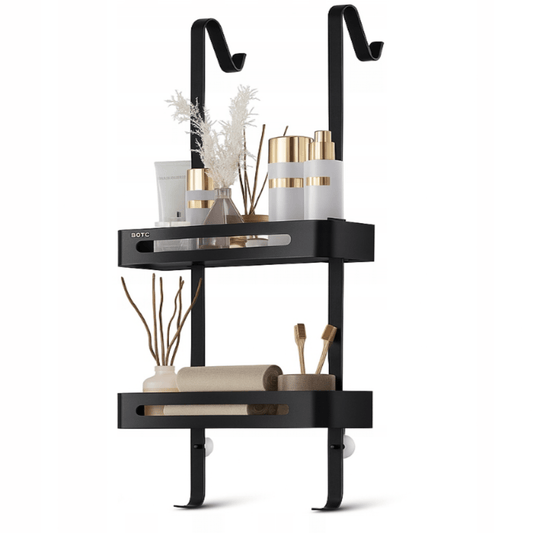 BOTC dviejų lygių pakabinama dušo lentyna – matinė juoda