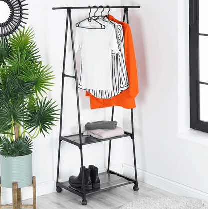 Drabužų kabykla ant ratukų 88x44x160 cm. - LUCA