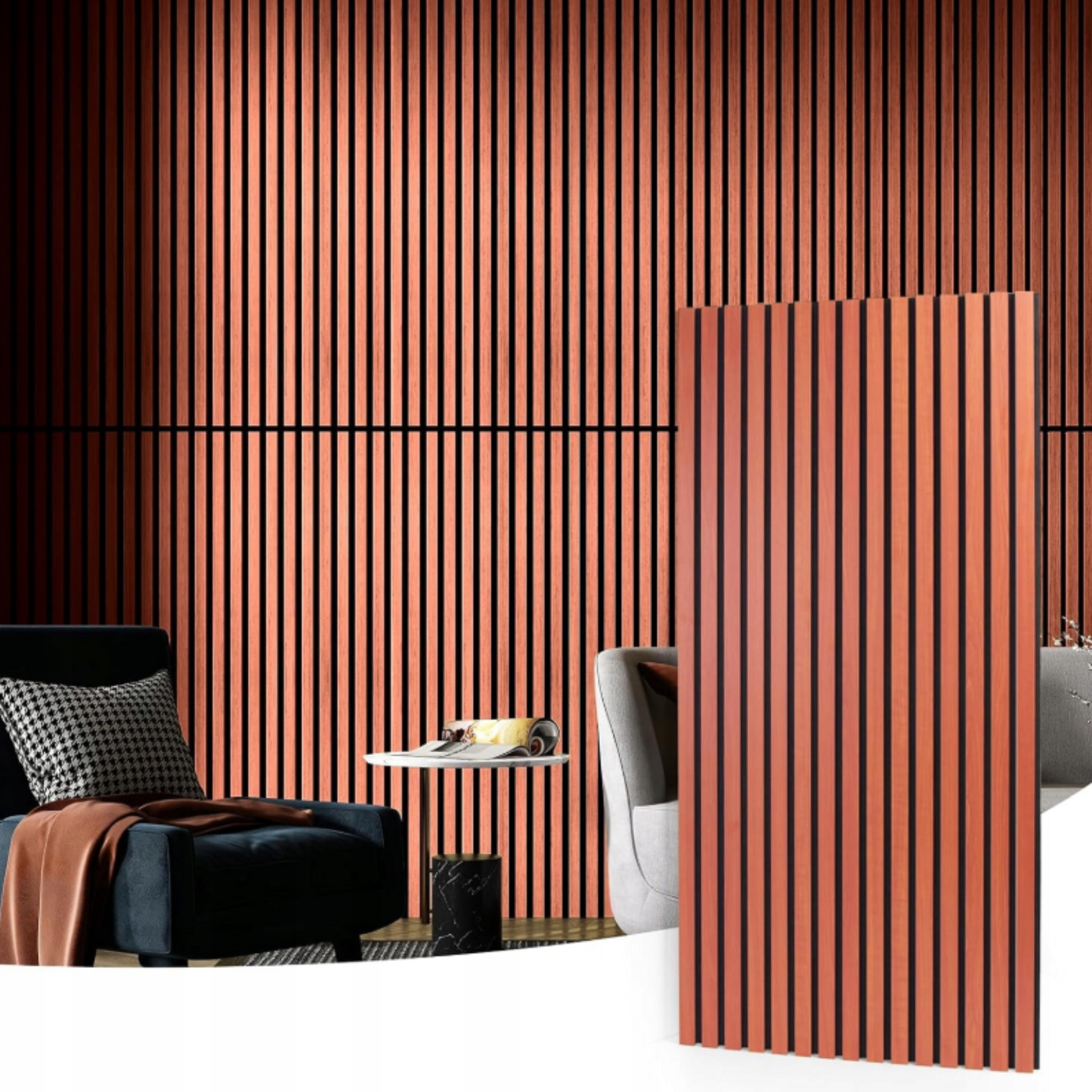 Akustinės sienų plokštės su MDF lamelėmis 4 vnt. komplektas 2,88 m²