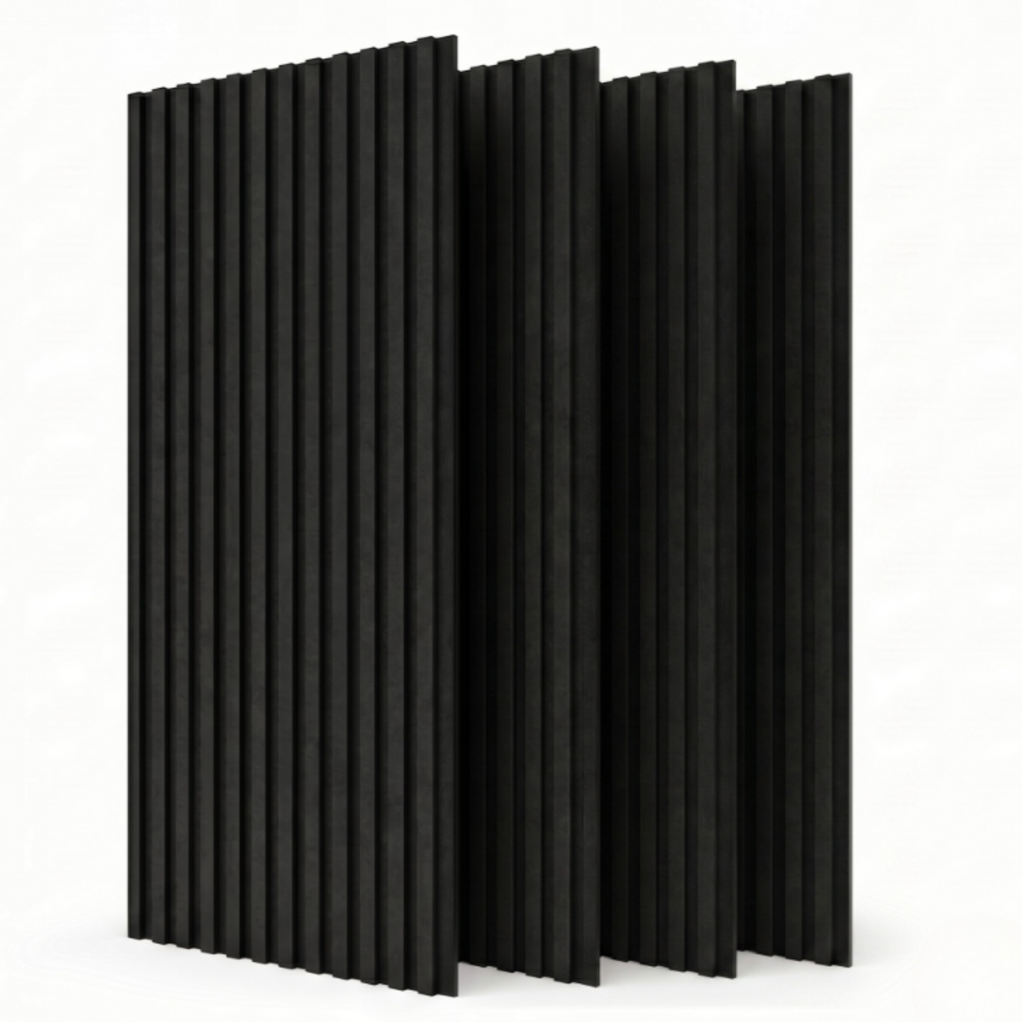 Akustinės sienų lamelės Stegu Linea ACOUSTIC PROline BLACK BLACK ant juodo veltinio 4 vnt.