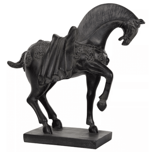 Matinė juodos spalvos arklio statulėlė svetainei ir miegamajam