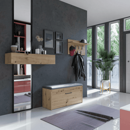 Stilinga Artisan Oak batų spintelė su patogia minkšta sėdyne
