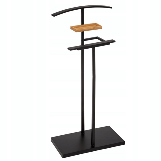 Bambuko ir metalo drabužių bei papuošalų stovas miegamajam, 114 cm aukščio
