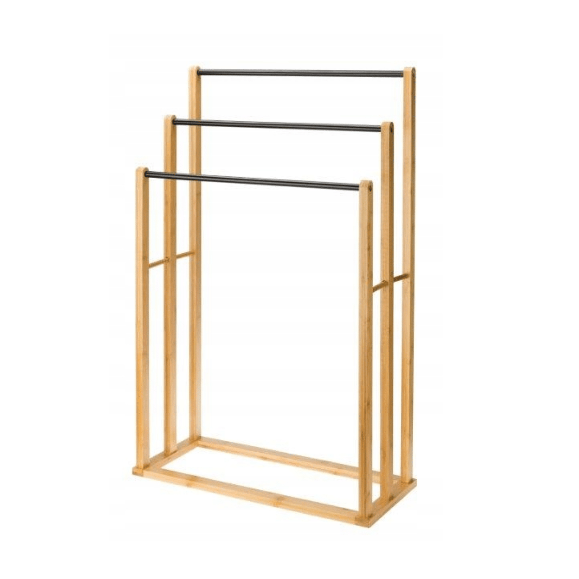 Bambukinė rankšluosčių kabykla vonios kambariui – vaizdas iš priekio