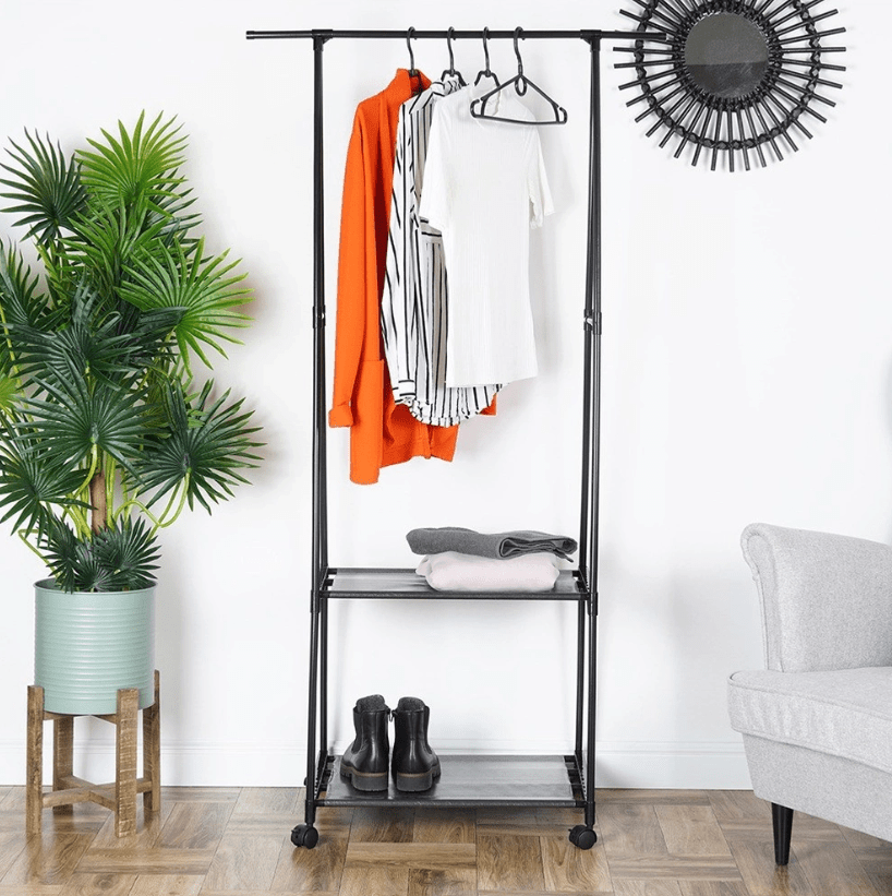 Drabužų kabykla ant ratukų 88x44x160 cm. - LUCA