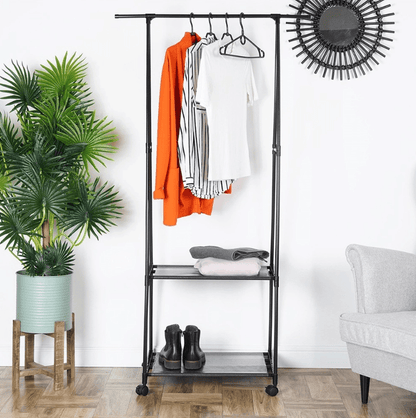 Drabužų kabykla ant ratukų 88x44x160 cm. - LUCA