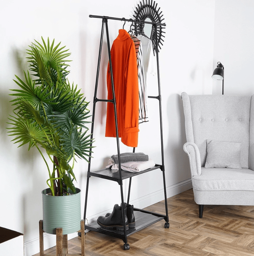 Drabužų kabykla ant ratukų 88x44x160 cm. - LUCA