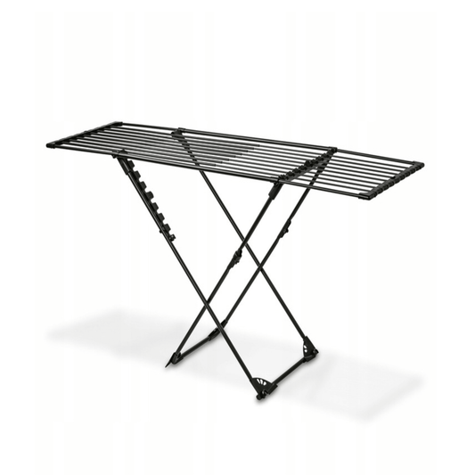 Teleskopinė skalbinių džiovyklė Konighoffer Spring Black išskleista balkone