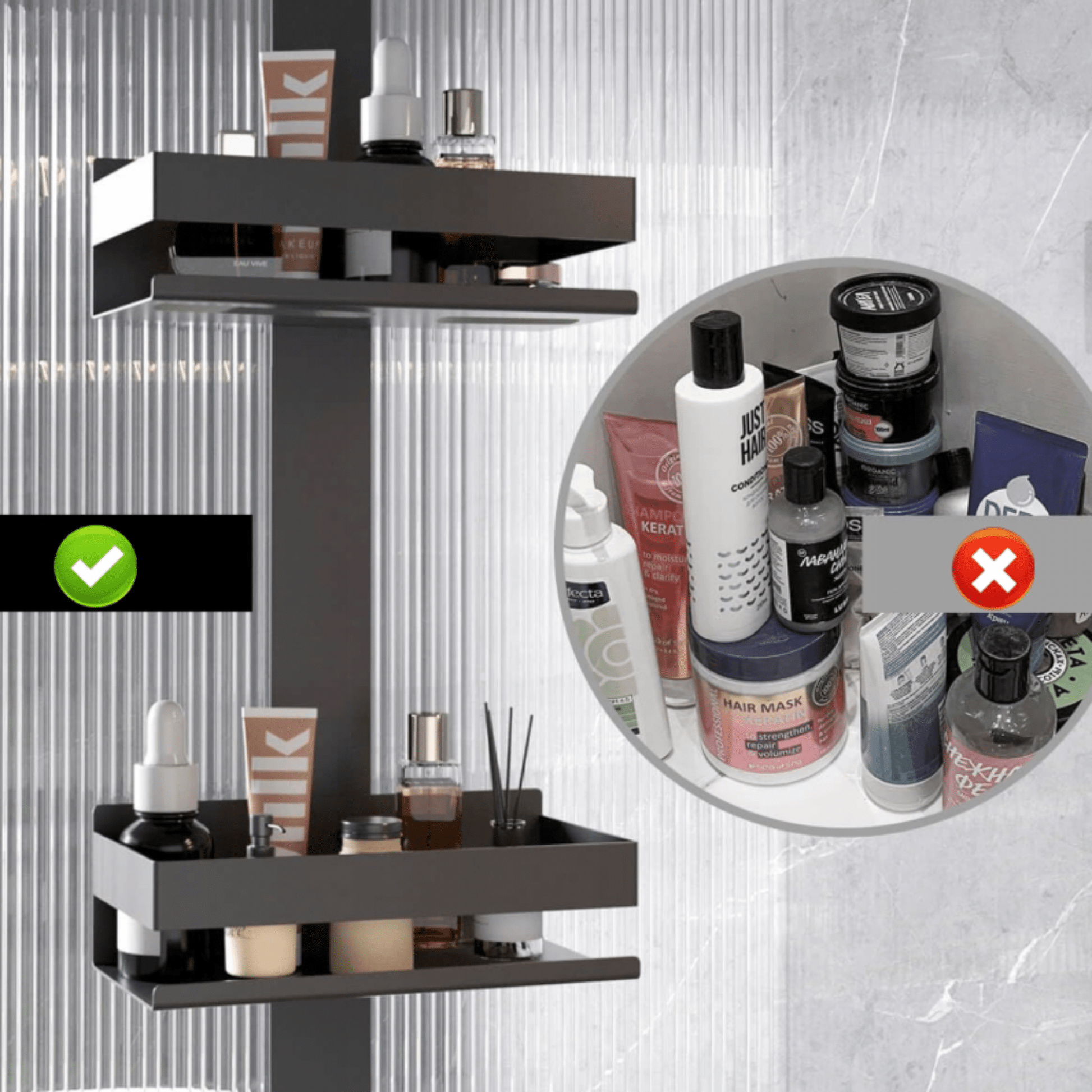 Dušo organizatorius be gręžimo su keliais laikikliais