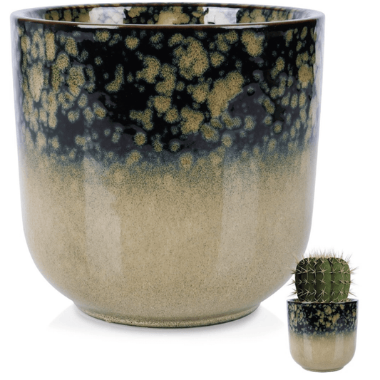 Glazūruotas porcelianinis vazonas su subtiliu blizgesiu ir moderniu dizainu