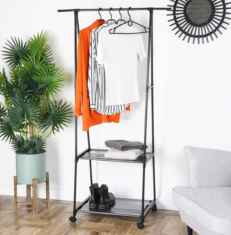 Drabužų kabykla ant ratukų 88x44x160 cm. - LUCA