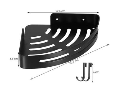 Matinė juoda vonios lentyna su neinvaziniu montavimu