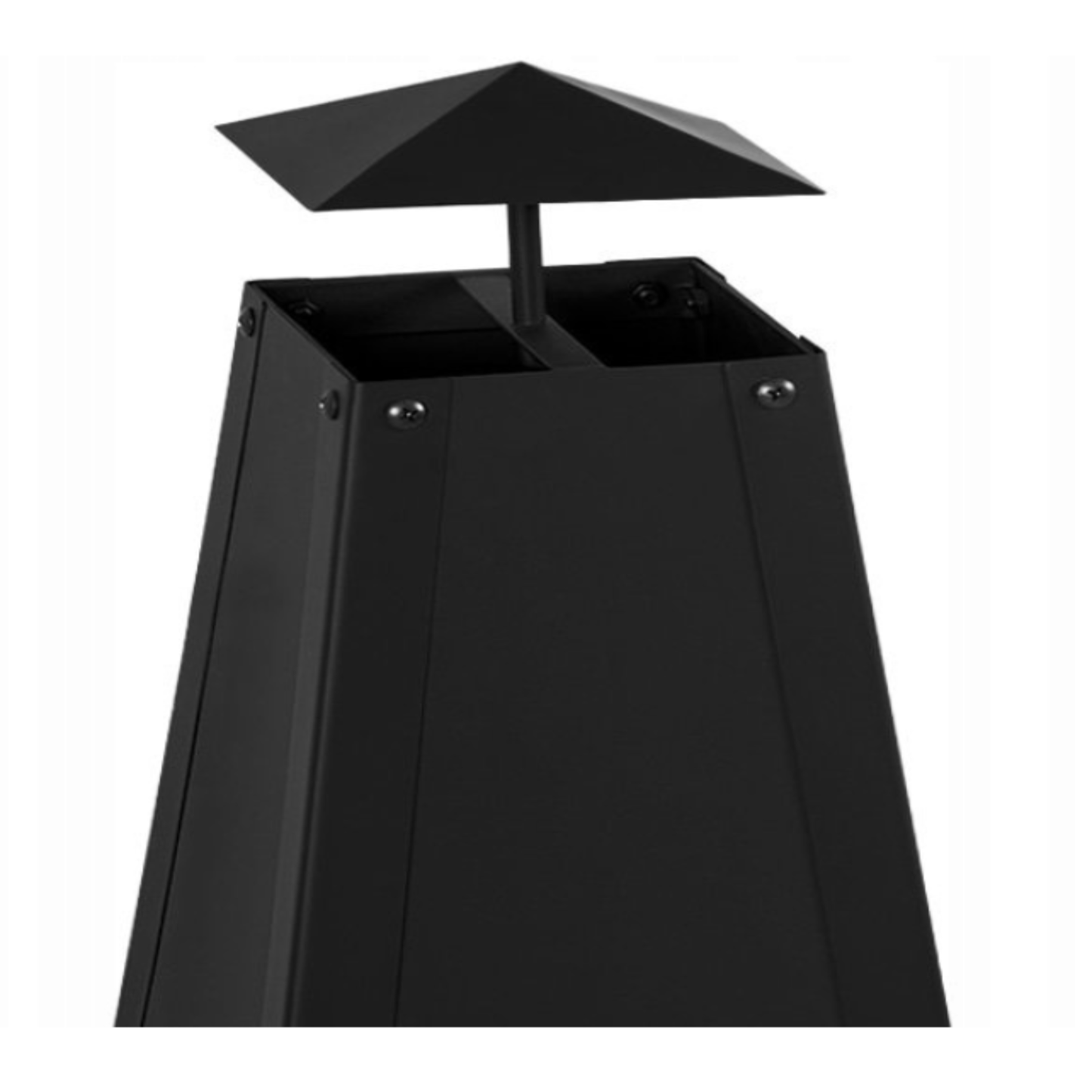 Masyvus juodas sodo židinys su griliumi, aukštis 102 cm, metalinė konstrukcija