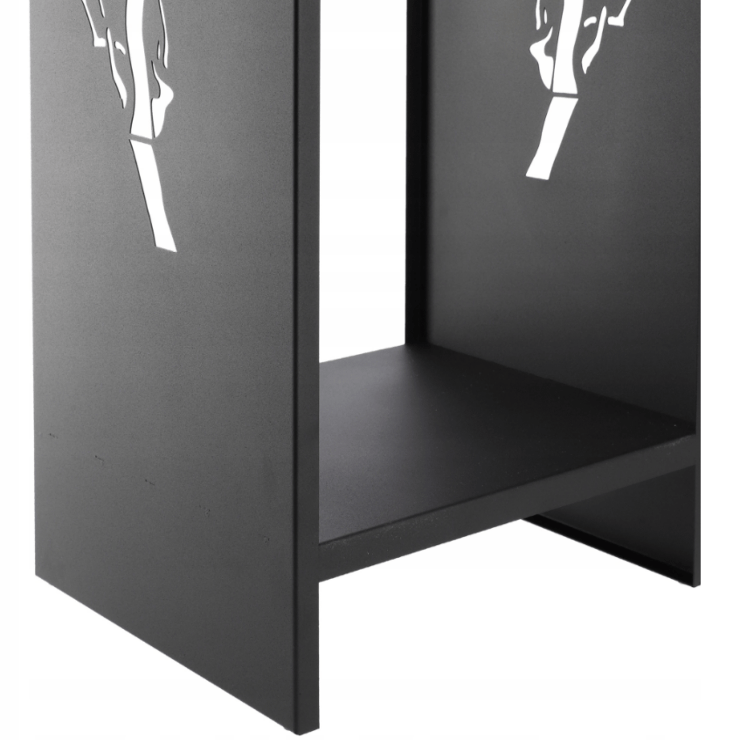 Metalinis 90 cm malkų stovas židiniui, matinė juoda spalva