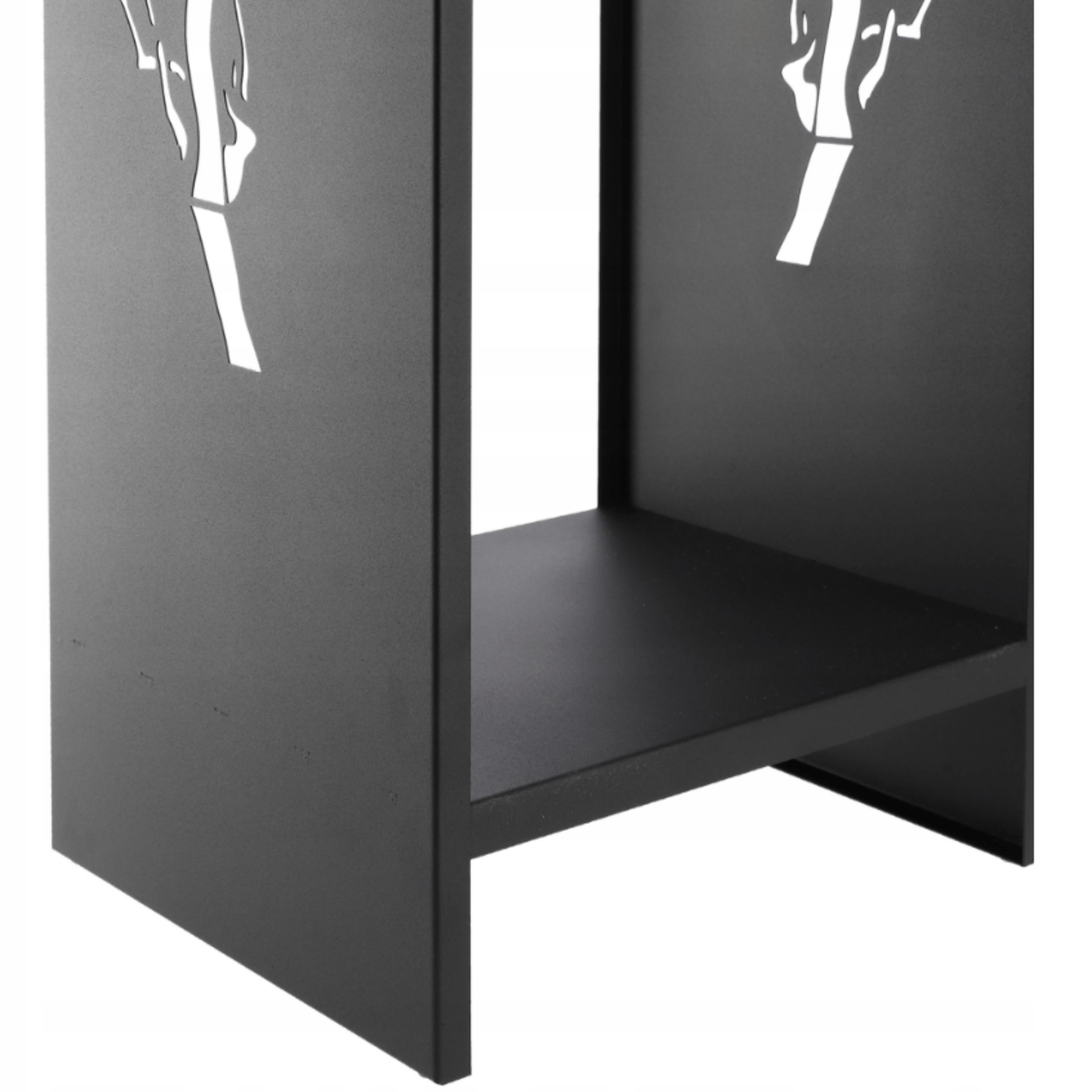 Metalinis 90 cm malkų stovas židiniui, matinė juoda spalva