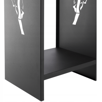 Metalinis 90 cm malkų stovas židiniui, matinė juoda spalva