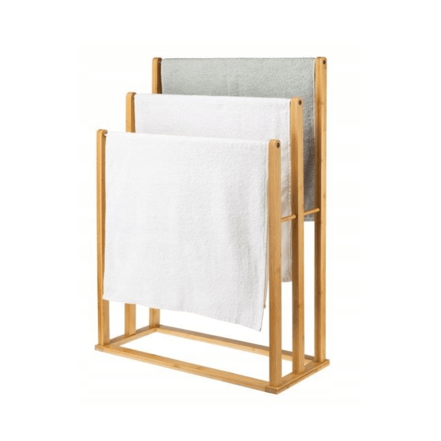 Kabykla su trijų aukščių juodais metaliniais strypais – šoninis vaizdas