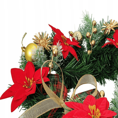 Kalėdinis vainikas 40 cm, rankų darbo dekoruotas šakelėmis ir šventiniais akcentais